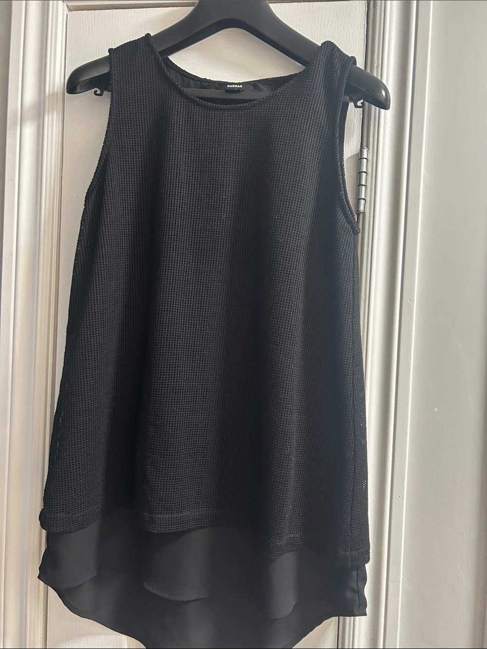 RUDSAK Black Layered Mesh & Chiffon Tank